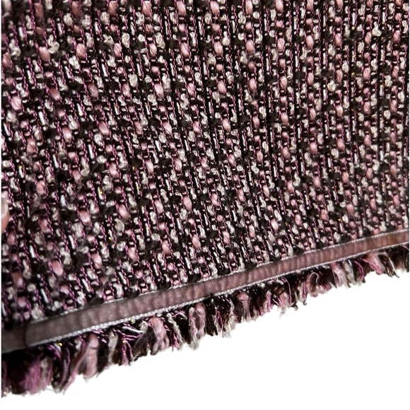 Women’s Pink Black White Tweed Pencil Skirt Velvet Fringe Trim Size 2 - Picture 4 of 11